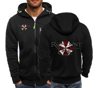 Sweats à Capuche zippés pour Hommes pour Resident/Evil/Umbrella Cardigans décontractés Vestes légères Sweat-Shirts à Manches Longues Pull-Over à la Mode-Black B||3XL