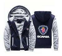 Sweats à Capuche zippés pour Hommes Vestes Polaires Scania Sweat-Shirts à Capuche épais et Chauds Manteaux à enfilage doublés Thermiques Tops pour Hommes-Dark Blue B||3XL