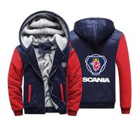 Sweats à Capuche zippés pour Hommes Vestes Polaires Scania Sweat-Shirts à Capuche épais et Chauds Manteaux à enfilage doublés Thermiques Tops pour Hommes-Red Blue B||4XL