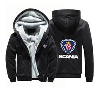 Sweats à Capuche zippés pour Hommes Vestes Polaires Scania Sweat-Shirts à Capuche épais et Chauds Manteaux à enfilage doublés Thermiques Tops pour Hommes-Black B||XL