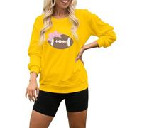 Sweats à coupe ample pour femme - Vêtements de travail confortables - Tenues universitaires tendance automne Y2K - Jolis sweats Preppy avec motifs fins pour femme - Mode 2025, jaune, XXL