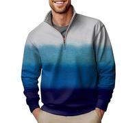 Sweats à demi-fermeture éclair pour homme | Pull dégradé | Chandail à manches longues à col montant | Vêtements de travail décontractés pour l'automne et l'hiver - Pull de golf ample, bleu ciel, XL