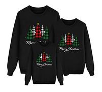 Sweats de Noël assortis pour la famille doublés de laine 2025 Mommy and Me Père Noël flocon de neige ensembles chauds assortis rennes sweatshirts graphiques pour femme coupe ample, B_black, 3-4 ans