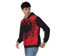 Sweats De Travail pour Hommes Albanie Drapeau National Sweat Zippé À Capuche Pull De Travailet Femmes Sweat Unisexe Usage Personnel Et Cadeaux Style Classique du Royaume-Uni Sweat Zippé Haut