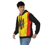 Sweats De Travail pour Hommes Moldavie Drapeau National Sweat Zippé À Capuche Pull De Travailet Femmes Sweat Unisexe Usage Personnel Et Cadeaux Style Classique du Royaume-Uni Sweat Zippé Haut
