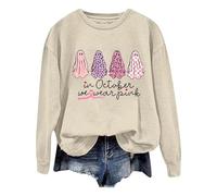 Sweats d'halloween Hiver pour Femmes, Fantôme Automne Effrayants,Chemise à Manches Longues col Rond Coton Pullover épais Thermique Décontractée Haut