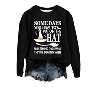 Sweats d'Halloween pour femmes drôle bonne sorcière la plupart du temps manches longues col rond Halloween graphique sweatshirt dames automne pull tops, Z02 - Noir, M