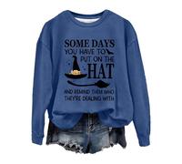 Sweats d'Halloween pour femmes drôle bonne sorcière la plupart du temps manches longues col rond Halloween graphique sweatshirt dames automne pull tops, Z02-bleu, XXL