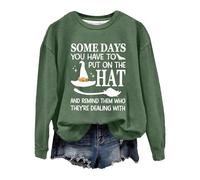 Sweats d'Halloween pour femmes drôle bonne sorcière la plupart du temps manches longues col rond Halloween graphique sweatshirt dames automne pull tops, Z02-Vert armée, L