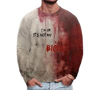 Sweats d'Halloween pour homme avec motif d'éclaboussures sanglantes 3D - Pull à manches longues - Costume de vacances effrayant pour adulte, I'm Ok Its Not My Blood, M