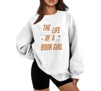 Sweats Femme Confortable, Sweat-Shirt décontracté Ample imprimé sans Capuche, col Ras du Cou, Manches Longues, Polaire Douce, vêtement d'intérieur pour Le Quotidien et Le Style Urbain