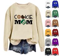 Sweats Femme Oversize Long Sweat Femme Sans Capuche Coton Lettres Imprimé Sweatshirt 2025 Nouveau Sweatshirts Col Rond Loungewear Manche Longue Haut Décontractés Top Mi Saison Tunique Automne Tops