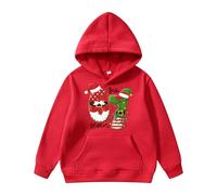 Sweats Garçon 6 Ans - À Capuche pour Idéal pour Les Fêtes De Fin D'Année Ce Pull en Polaire Douce Et Chaude À Manches Longues Est Parfait pour Une Tenue d'hiver Décontractée (Red 7-8 Years)