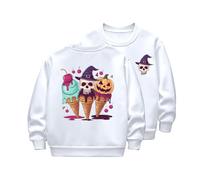 Sweats Garçon 6 Ans - Sweat À Capuche Chaud À Manches Longues Et Polaire pour Garçons Et Filles Chapeau De Sorcière Drôle d'halloween Jack Décontracté Épais Col Rond Vêtements (White 8-9 Years)