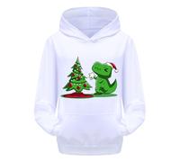 Sweats Garçon Ado - À Capuche Chaud À Manches Longues pour Enfant en Bas Âge Et Imprimé Dinosaure Dessin Animé Noël (White 10-11 Years)