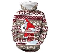 Sweats Garçon Pull Enfant Garçon Petit Garçon Fille Noël Renne Bonhomme De Neige Père Noël Motif Polaire Doublé Pullover Manches Longues Sweat À Capuche Automne Hiver Chaud Sweatshirt Vêteme n64