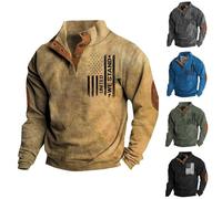 Sweats Homme Avec Motif Veste Sweat Homme Sans Capuche Sweatshirt Col Montant Sweat-Shirt Bouton Loungewear Nouveau Haut Imprimé Hauts Mi Saison Top Simple Tunique Outdoor Tops Casual Tunique