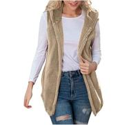 Sweats pour Femme,Sweat-Shirt décontracté de Couleur Unie pour Femme Gilet sans Manches Gilet à Capuche en Peluche Polaire Double Face avec Poches Veste adaptée aux vêtements froids d'hiver