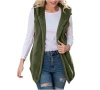 Sweats pour Femme,Sweat-Shirt décontracté de Couleur Unie pour Femme Gilet sans Manches Gilet à Capuche en Peluche Polaire Double Face avec Poches Veste adaptée aux vêtements froids d'hiver