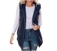 Sweats pour Femme,Sweat-Shirt décontracté de Couleur Unie pour Femme Gilet sans Manches Gilet à Capuche en Peluche Polaire Double Face avec Poches Veste adaptée aux vêtements froids d'hiver