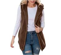 Sweats pour Femme,Sweat-Shirt décontracté de Couleur Unie pour Femme Gilet sans Manches Gilet à Capuche en Peluche Polaire Double Face avec Poches Veste adaptée aux vêtements froids d'hiver