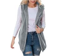Sweats pour Femme,Sweat-Shirt décontracté de Couleur Unie pour Femme Gilet sans Manches Gilet à Capuche en Peluche Polaire Double Face avec Poches Veste adaptée aux vêtements froids d'hiver