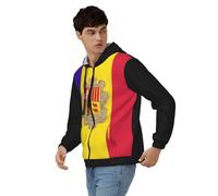 Sweats Zippés À Capuche Andorre Drapeau National Manches Longues Sweatshirt Automne Hiver Thermique Hauts avec Poches Style Classique du Royaume-Uni Sweats De Travail