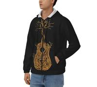 Sweats Zippés À Capuche Arbre À Guitare Drapeau National Manches Longues Sweatshirt Automne Hiver Thermique Hauts avec Poches Style Classique du Royaume-Uni Sweats De Travail