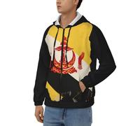 Sweats Zippés À Capuche Brunei Drapeau National Manches Longues Sweatshirt Automne Hiver Thermique Hauts avec Poches Style Classique du Royaume-Uni Sweats De Travail