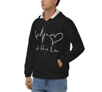 Sweats Zippés À Capuche Homme Espoir Amour Sweat Décontracté Zippé À Capuche Manches Longues Sweat Zippé Hauts avec Poche Kangourou Style Classique du Royaume-Uni Sweats De Travail