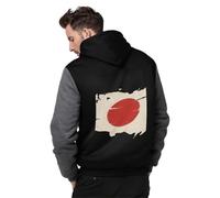 Sweats Zippés À Capuche Homme Japon Drapeau National Veste Polaire Sweat Zippé À Haut Patchwork Manches Longues Hauts Décontractés Avec Poches Style Classique Du Royaume-Uni Travail
