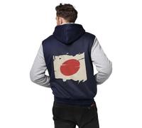 Sweats Zippés À Capuche Homme Japon Drapeau National Veste Polaire Sweat Zippé À Haut Patchwork Manches Longues Hauts Décontractés Avec Poches Style Classique Du Royaume-Uni Travail