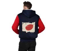 Sweats Zippés À Capuche Homme Japon Drapeau National Veste Polaire Sweat Zippé À Haut Patchwork Manches Longues Hauts Décontractés Avec Poches Style Classique Du Royaume-Uni Travail