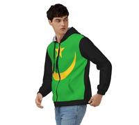 Sweats Zippés À Capuche Mauritanie Drapeau National Manches Longues Sweatshirt Automne Hiver Thermique Hauts avec Poches Style Classique du Royaume-Uni Sweats De Travail