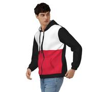 Sweats Zippés À Capuche Pologne Drapeau National Manches Longues Sweatshirt Automne Hiver Thermique Hauts avec Poches Style Classique du Royaume-Uni Sweats De Travail