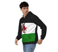 Sweats Zippés À Capuche Sahara Occidental Drapeau National Manches Longues Sweatshirt Automne Hiver Thermique Hauts avec Poches Style Classique du Royaume-Uni Sweats De Travail