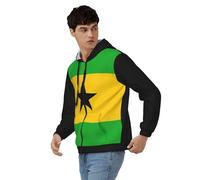 Sweats Zippés À Capuche Sao Tomé Drapeau National Manches Longues Sweatshirt Automne Hiver Thermique Hauts avec Poches Style Classique du Royaume-Uni Sweats De Travail
