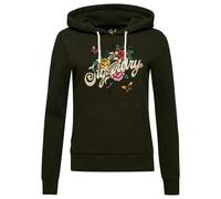 Sweatshirt à capuche à motif script de tatouage femme Superdry Vert XS