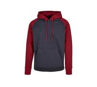 Build Your Brand Homme À Basique Raglan Sweatshirt capuche, Bleu Marine/Bordeaux., 4XL EU
