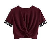 Sweatshirt à Capuche Court à La Mode des Femmes I Do Not Seek Lettre Imprimé Pullover Pas Cher Fashion Chemisier Fille Blouse Femme Hiver (S(EU34), Bordeaux)