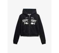 Sweatshirt Ã capuche court dÃ©contractÃ© zippÃ© femme Superdry Athletic Essentials Bleu S