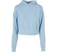 Sweatshirt à capuche court en éponge brodé de fleurs femme Urban Classics Bleu XL