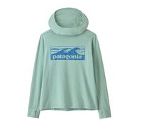 Patagonia - T-shirt de randonnée léger et stretch avec protection anti-UV - K's Cap SW Hoody Boardshort Logo Tones Thin Ice - Taille Enfant 141 - Bleu 141