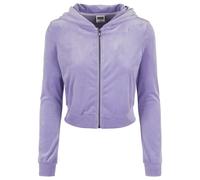 Sweatshirt à capuche femme grandes tailles Urban Classics velvet zip Bleu 4XL