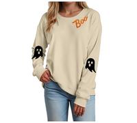 Sweatshirt à Capuche Femme, Impression Halloween Vibrante Avec Des Araignées Et Toiles, Manches Longues, Coton Doux, Design Accrocheur, Adapté Pour Les Déguisements Comme Vêtement Casual (Beige-2, XL)