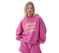 Sweatshirt Ã capuche femme She is Sunday Pizza Pasta Gelato Rose S