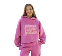 Sweatshirt Ã capuche femme She is Sunday Pizza Pasta Gelato Rose XL