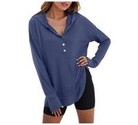 Sweatshirt à Capuche Femme Sport Doublure Douce Avec Poches Pull de Jogging Pour Course Pied Entrainement Randonnee Gym Casual Chaud Douillet Texture Souple Extensible Sweatshirthirt (Navy, L)