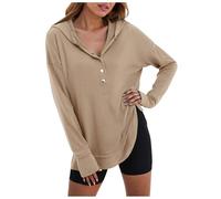 Sweatshirt à Capuche Femme Sport Doublure Douce Avec Poches Pull de Jogging Pour Course Pied Entrainement Randonnee Gym Casual Chaud Douillet Texture Souple Extensible Sweatshirthirt (Khaki, S)