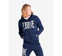 Sweatshirt à capuche Leone 1947 Basic Big Logo Full Zip bleu foncé blanc - M